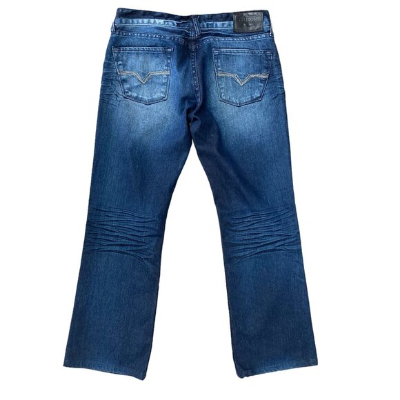 Guess Falcon Slim Boot Jeans Mens 31x30 Dark Wash Low Rise Stretch Blue - Picture 4 of 9